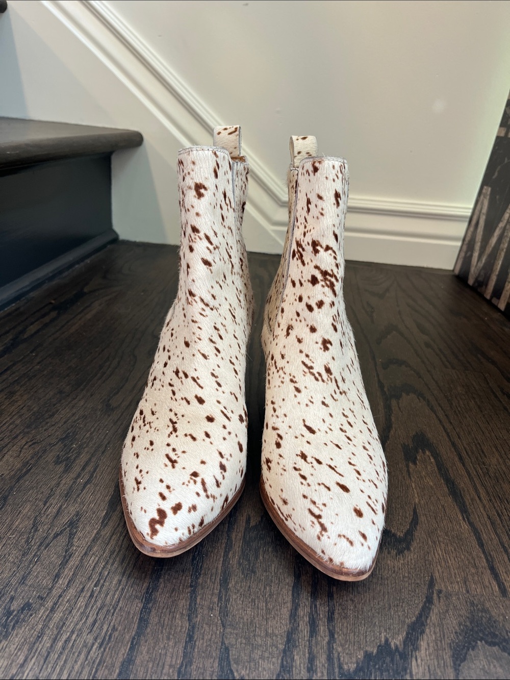 🧋 Lucky Brand Radah Blanche Cowhide Hair On Hide Western Ankle Boots 9.5 - Picture 5 of 9